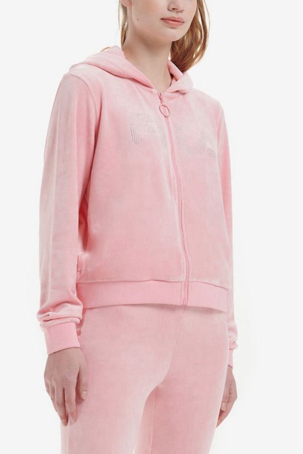 Sudaderas Fila Mujer Rosas - Laurel Velour Diamante Zip - España 496273AHI